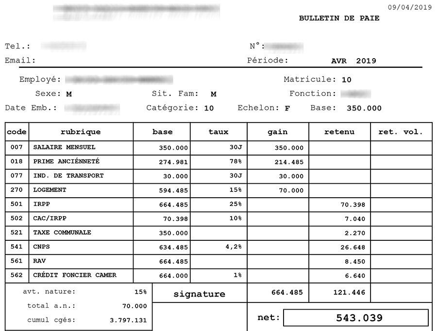 OS Paie - Bulletin de paie